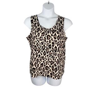 Chico's Tank Top Shell Womens 3 / US XL Animal Print Scoop Neck Nylon Stretch